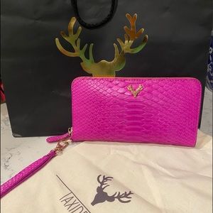 EUC Taxidermy Hot Pink Python Medium Wallet